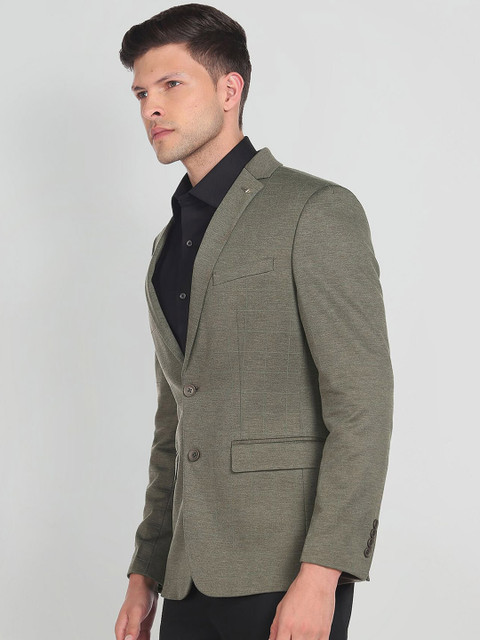 Arrow Men Checked Slim Fit Single-Breasted Knit Formal Blazer - Image 3