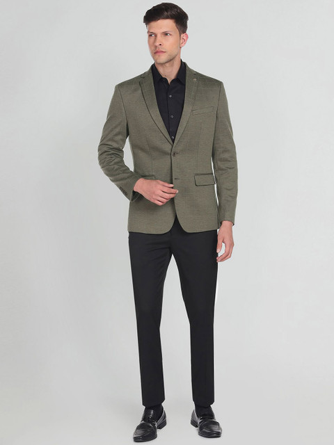 Arrow Men Checked Slim Fit Single-Breasted Knit Formal Blazer - Image 5