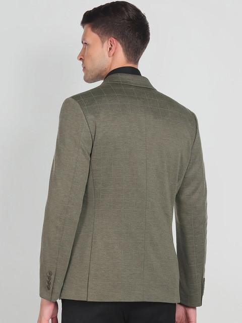 Arrow Men Checked Slim Fit Single-Breasted Knit Formal Blazer - Image 4