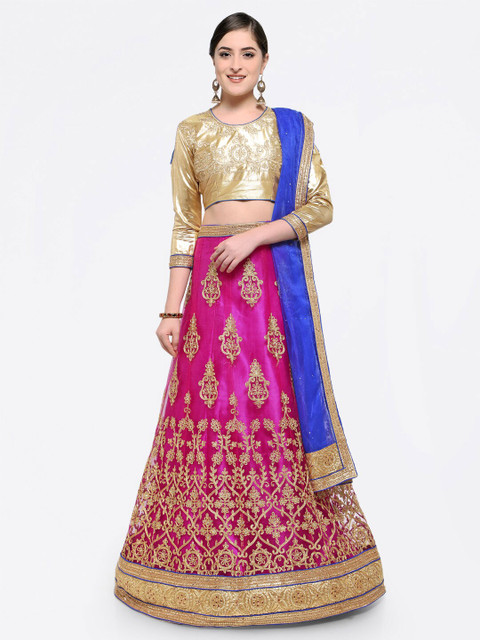 HERE&NOW Embroidered Semi-Stitched Lehenga & Unstitched Blouse With Dupatta