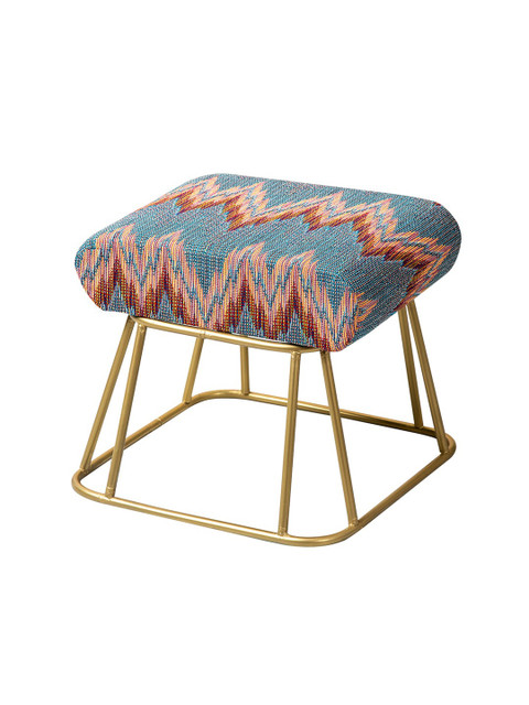 nestroots Set Of 2 Blue & Pink Printed Ottomans - Image 5
