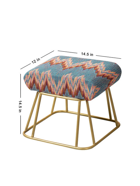 nestroots Set Of 2 Blue & Pink Printed Ottomans - Image 6
