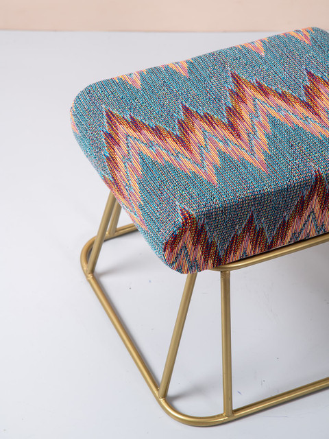nestroots Set Of 2 Blue & Pink Printed Ottomans - Image 3