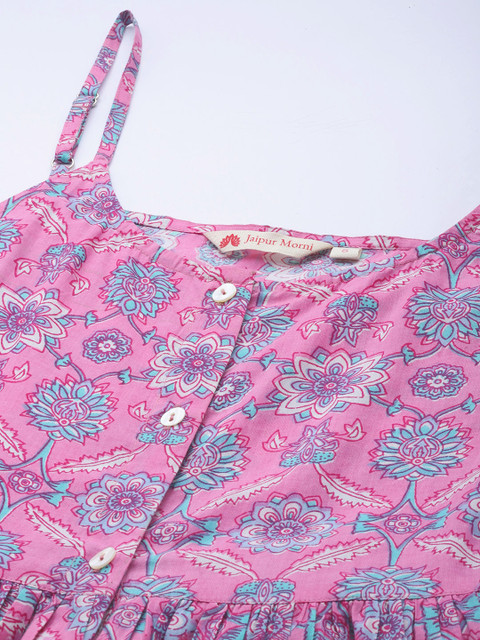 Jaipur Morni Floral Ethnic Cotton A-Line Dress - Image 2