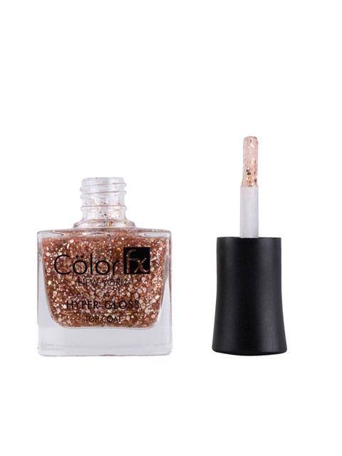 Color Fx New York Hyper Gloss Top Coat Glitter Finish Nail Enamel 9 ml-Rose Gold 173 - Image 2