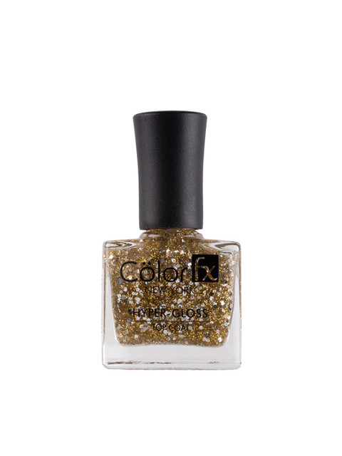 Color Fx New York Hyper Gloss Top Coat Glitter Finish Nail Enamel 9 ml- Gold 174 - Image 3