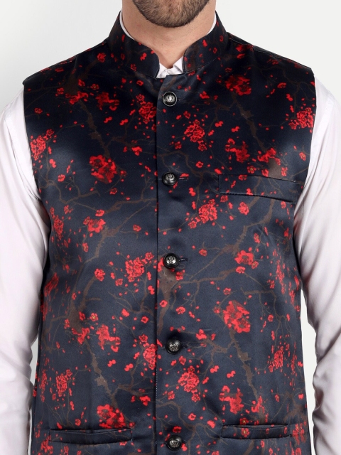 Vandnam Fabrics Men Floral Printed Nehru Jacket - Image 2