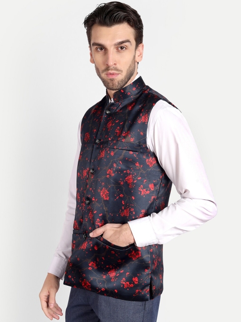 Vandnam Fabrics Men Floral Printed Nehru Jacket - Image 3