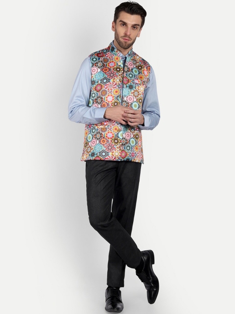 Vandnam Fabrics Men Floral Printed Nehru Jacket - Image 5