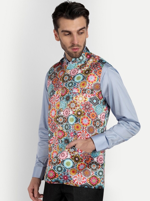 Vandnam Fabrics Men Floral Printed Nehru Jacket - Image 3