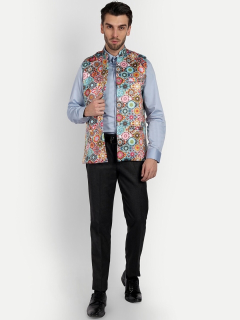 Vandnam Fabrics Men Floral Printed Nehru Jacket - Image 6