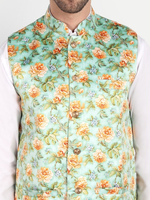 Vandnam Fabrics Men Floral Printed Nehru Jacket - Image 2