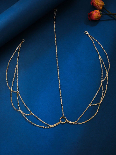 Unwind by Yellow Chimes Gold Plated Multi Layer Head Chain