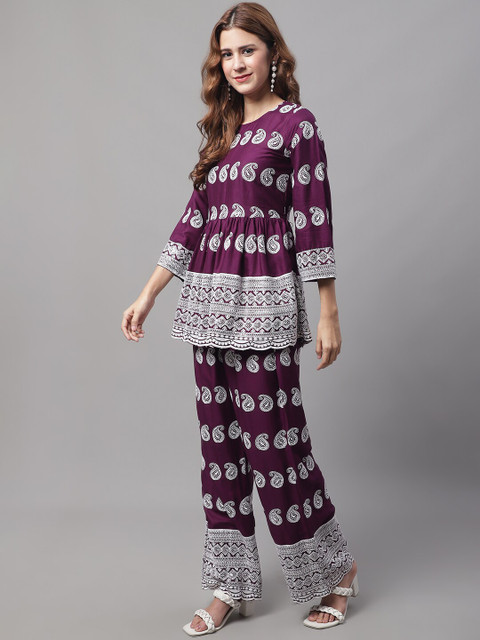 JAINISH Embroidered Round Neck Empire Co-ords - Image 4