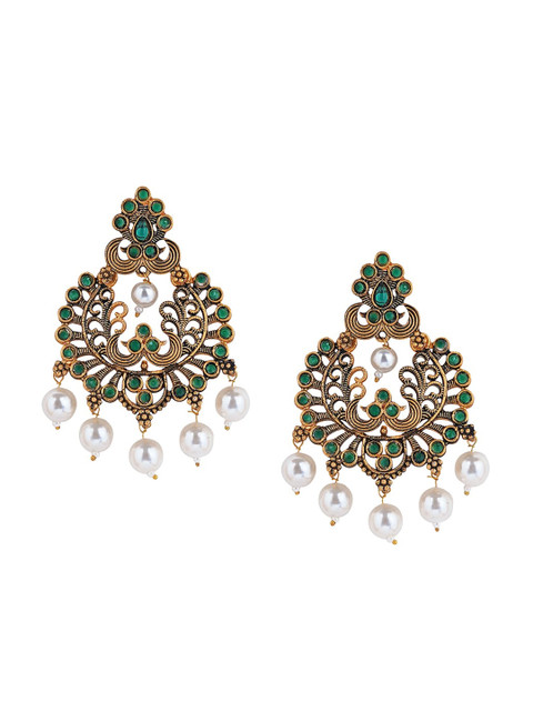 TEEJH Gold-Plated Contemporary Chandbalis Earrings - Image 2