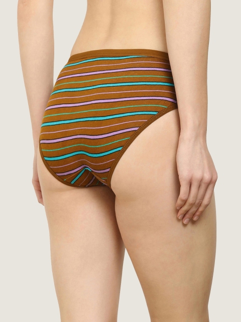 AROUSY Women Pack Of 6 Striped Low-Rise Hipster Briefs - Image 2