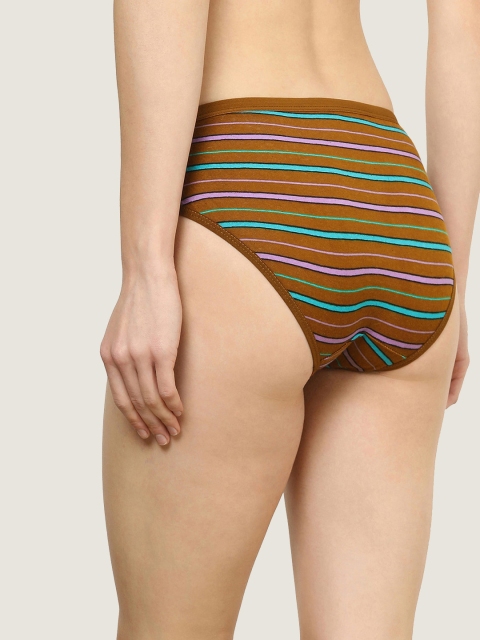 AROUSY Women Pack Of 6 Striped Low-Rise Hipster Briefs - Image 3
