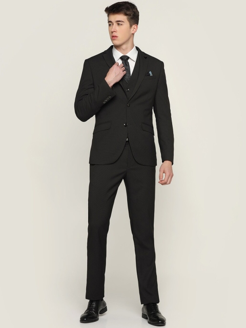 Blackberrys Men Textured Slim-Fit Single-Breasted 3 piece Formal Suit