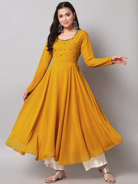 Poshak Hub Women Embellished Georgette Anarkali Kurta