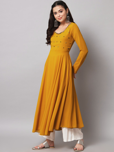 Poshak Hub Women Embellished Georgette Anarkali Kurta - Image 4