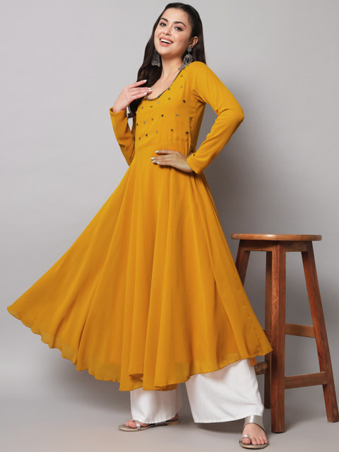 Poshak Hub Women Embellished Georgette Anarkali Kurta - Image 6