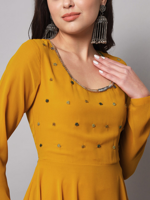 Poshak Hub Women Embellished Georgette Anarkali Kurta - Image 2
