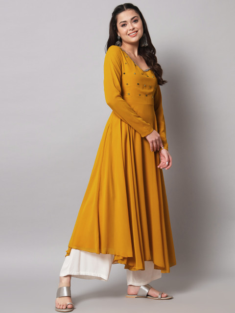 Poshak Hub Women Embellished Georgette Anarkali Kurta - Image 3