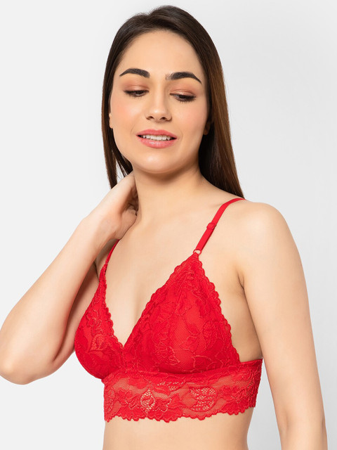 Clovia Lace Floral Bralette Non-Padded Non-Wired Bra - Image 3