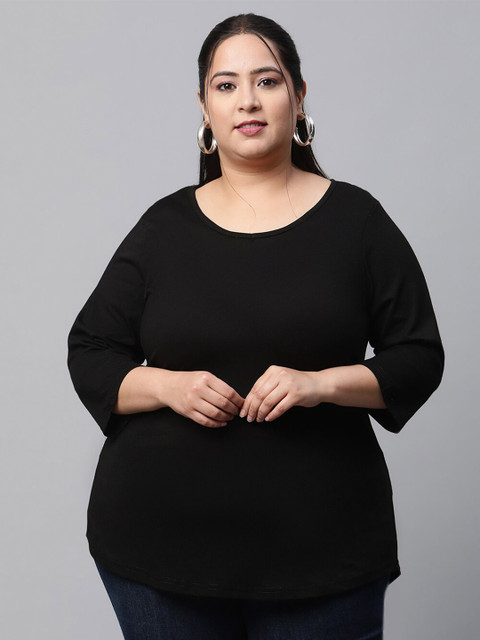 UnaOne Women Plus Size Regular Fit Cotton T-shirt