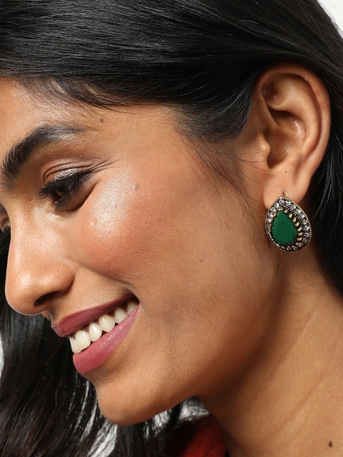 SOHI Gold-Plated Teardrop Shaped Studs Earrings