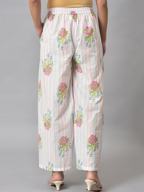 W Women Floral Printed Cotton Trousers - Image 4
