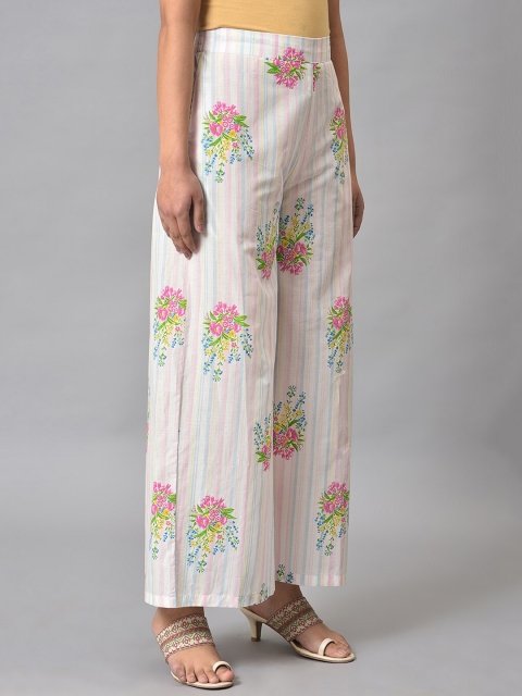 W Women Floral Printed Cotton Trousers - Image 2
