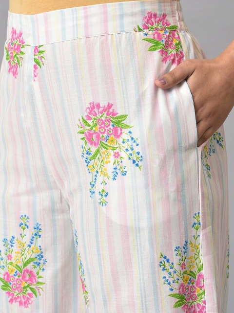W Women Floral Printed Cotton Trousers - Image 7