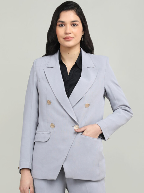 Dlanxa Women Solid Double Breasted Blazer