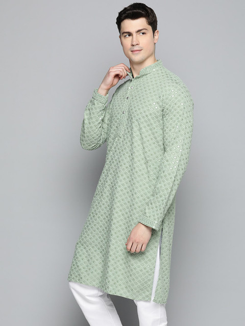 Jompers Men Floral Embroidered Chikankari Pure Cotton Kurta - Image 3