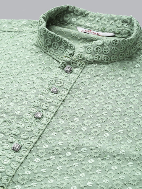 Jompers Men Floral Embroidered Chikankari Pure Cotton Kurta - Image 6