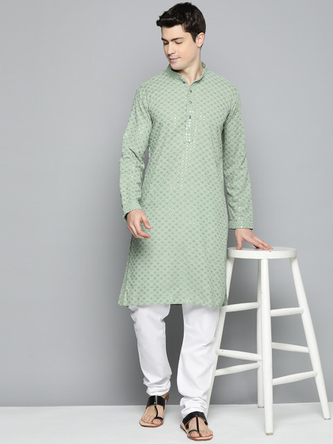 Jompers Men Floral Embroidered Chikankari Pure Cotton Kurta - Image 5