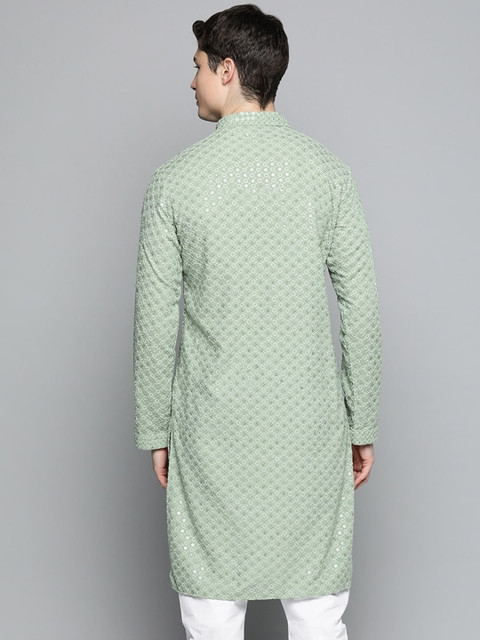 Jompers Men Floral Embroidered Chikankari Pure Cotton Kurta - Image 4