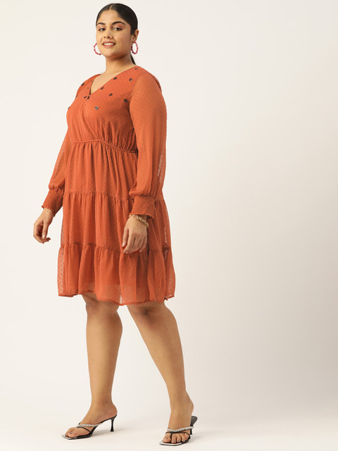 Antheaa Curve Plus Size Dooby Weave Embellished Wrap Dress - Image 3