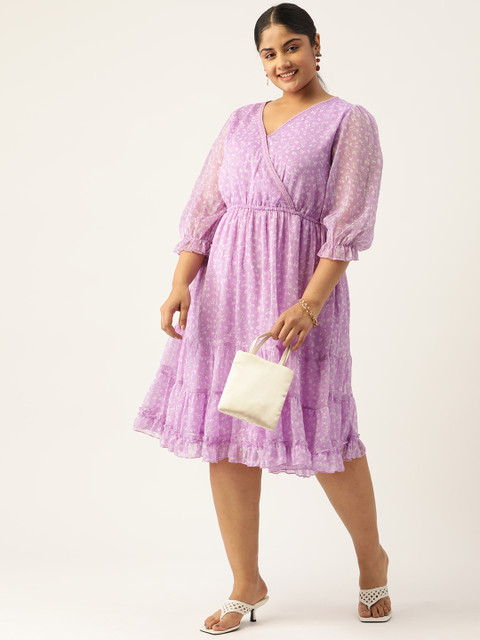 Antheaa Curve Plus Size Floral Chiffon Dress - Image 5