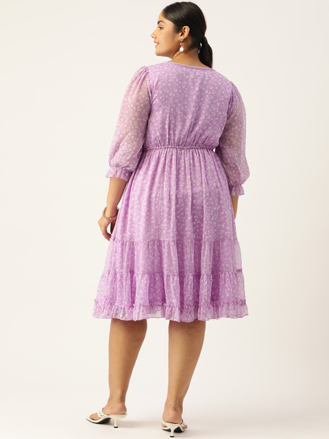 Antheaa Curve Plus Size Floral Chiffon Dress - Image 4