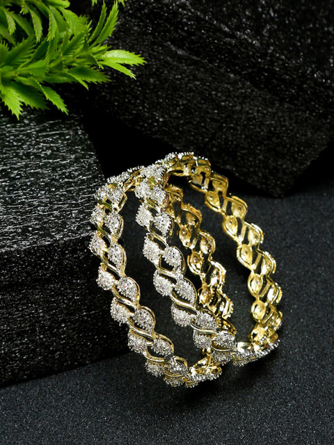 YouBella Set Of 2 Gold-Plated Stone-Studded Bangles