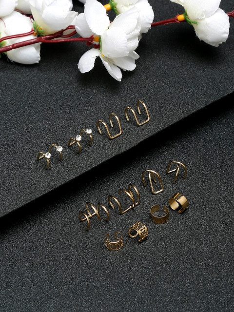 YouBella Set Of 12 Gold-Plated Contemporary Studs Earrings