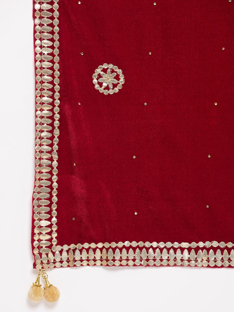 Clora Creation Ethnic Motifs Embroidered Velvet Dupatta - Image 2
