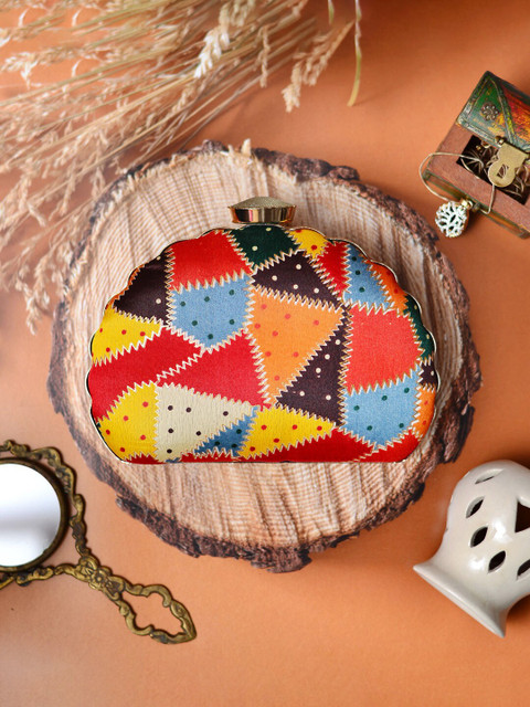 ARTKLIM Printed Half Moon Clutch