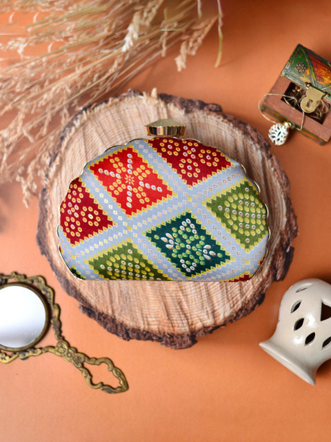 ARTKLIM Printed Half Moon Clutch