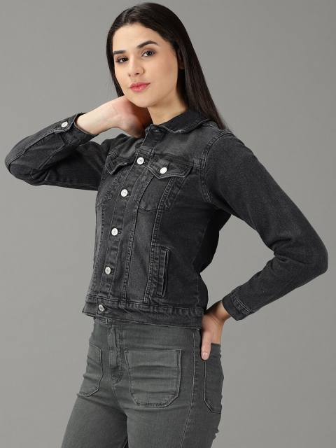 SHOWOFF Women Washed Crop Denim Jacket - Image 4