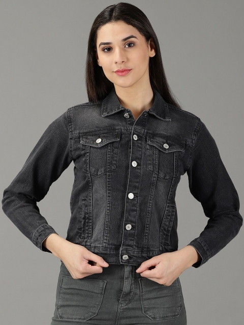 SHOWOFF Women Washed Crop Denim Jacket - Image 3