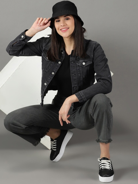 SHOWOFF Women Washed Crop Denim Jacket - Image 6