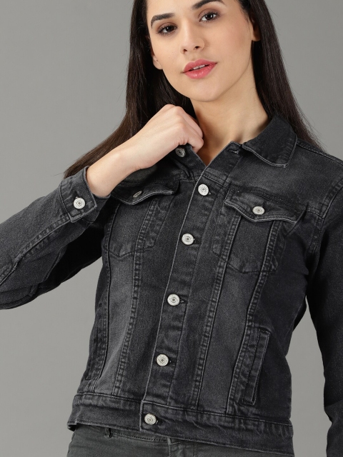 SHOWOFF Women Washed Crop Denim Jacket - Image 2